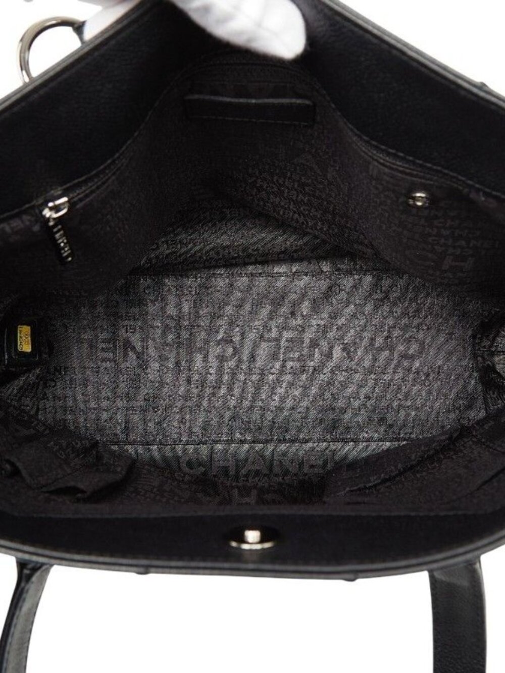 Chanel Choco Bar Logo Tote Black Caviar Leather - Picture 9 of 10